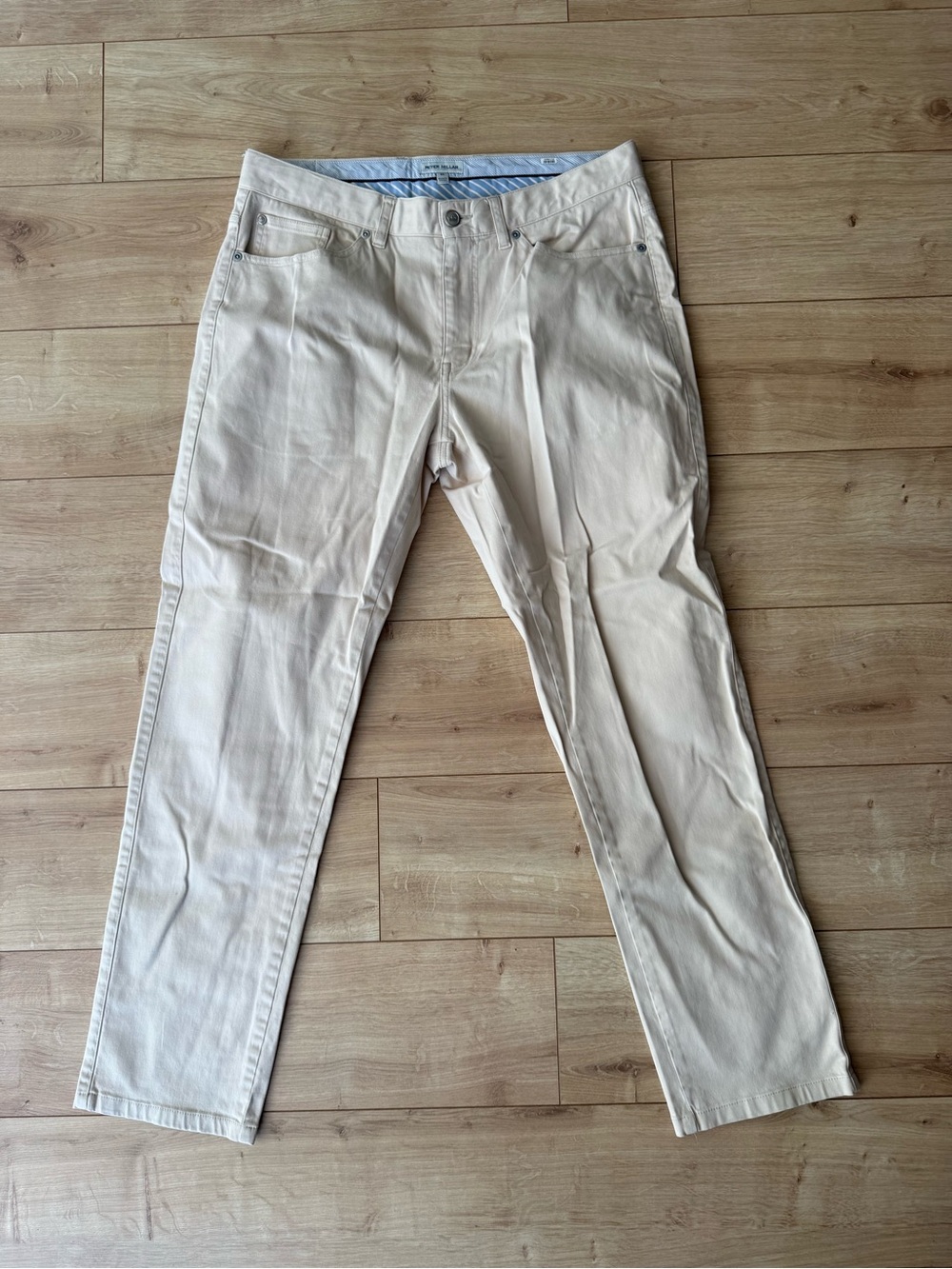 Peter Millar Mens 33 Beige Stretch Cotton Modal 5 Pocket Straight Leg Pants
